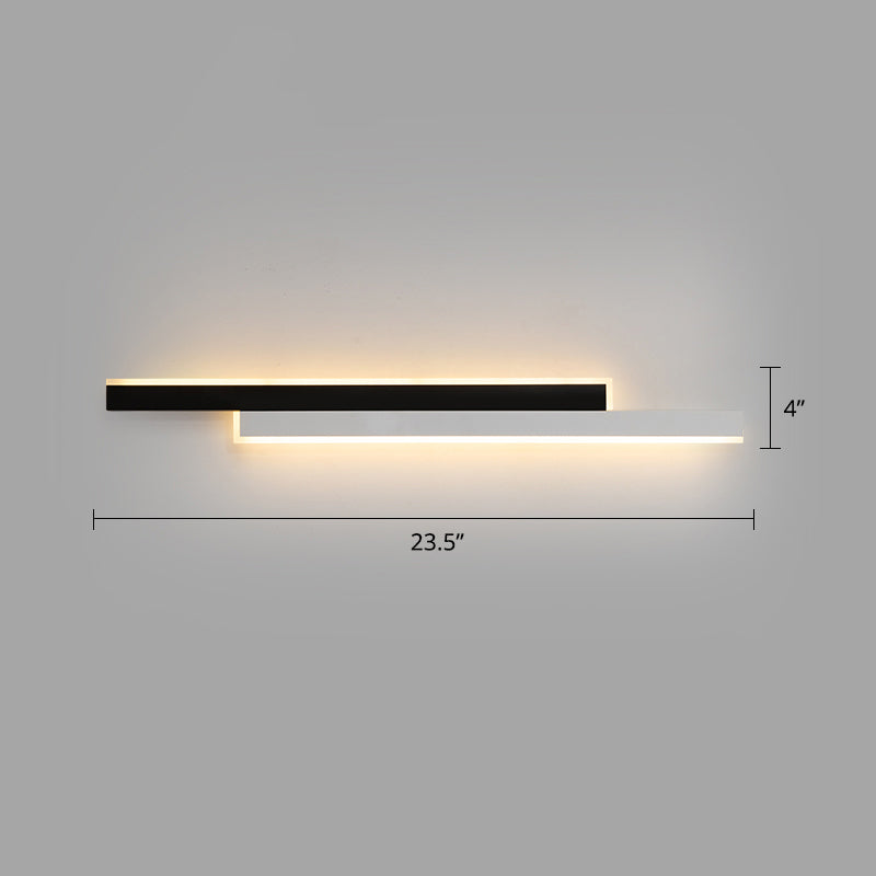 Lisslune | Black-White Linear LED Wall Light Minimalist Metal Ceiling Lamp for Hallway