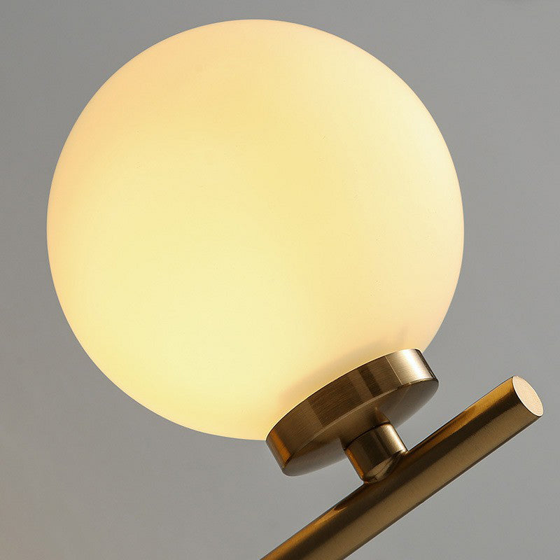 Lisslune | Ball Shade Wall Light Simplicity Ivory Glass Single Gold-Finish Wall Light for Bedroom