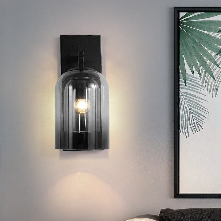 Lisslune | Nordic Bell-Shaped Wall Lamp Glass 1 Head Bedroom Wall Light Lights in Black