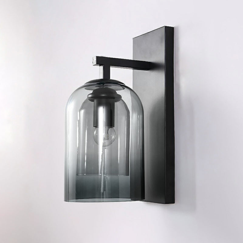 Lisslune | Nordic Bell-Shaped Wall Lamp Glass 1 Head Bedroom Wall Light Lights in Black