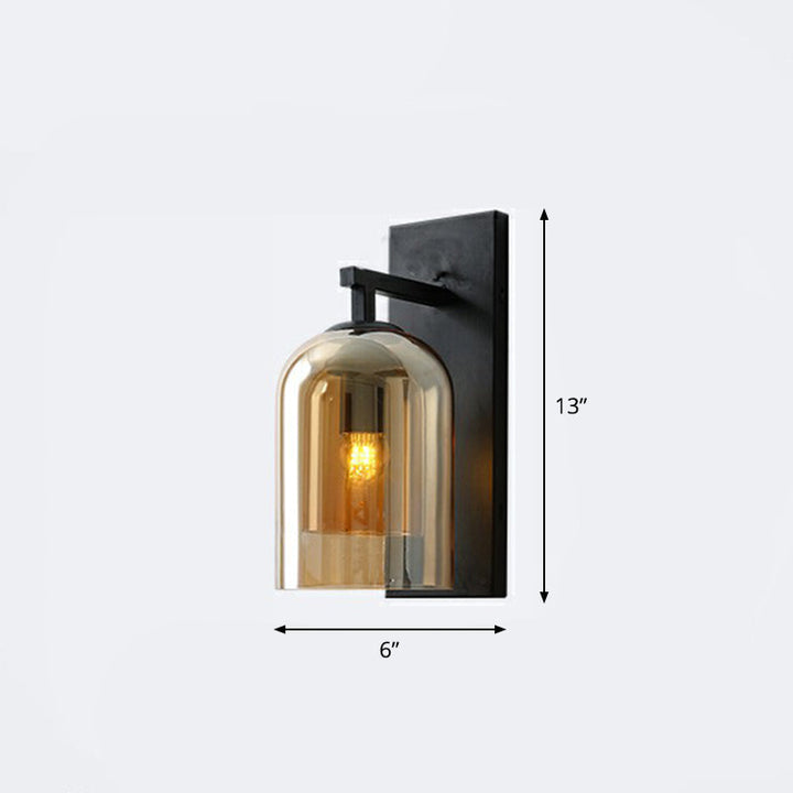 Lisslune | Nordic Bell-Shaped Wall Lamp Glass 1 Head Bedroom Wall Light Lights in Black