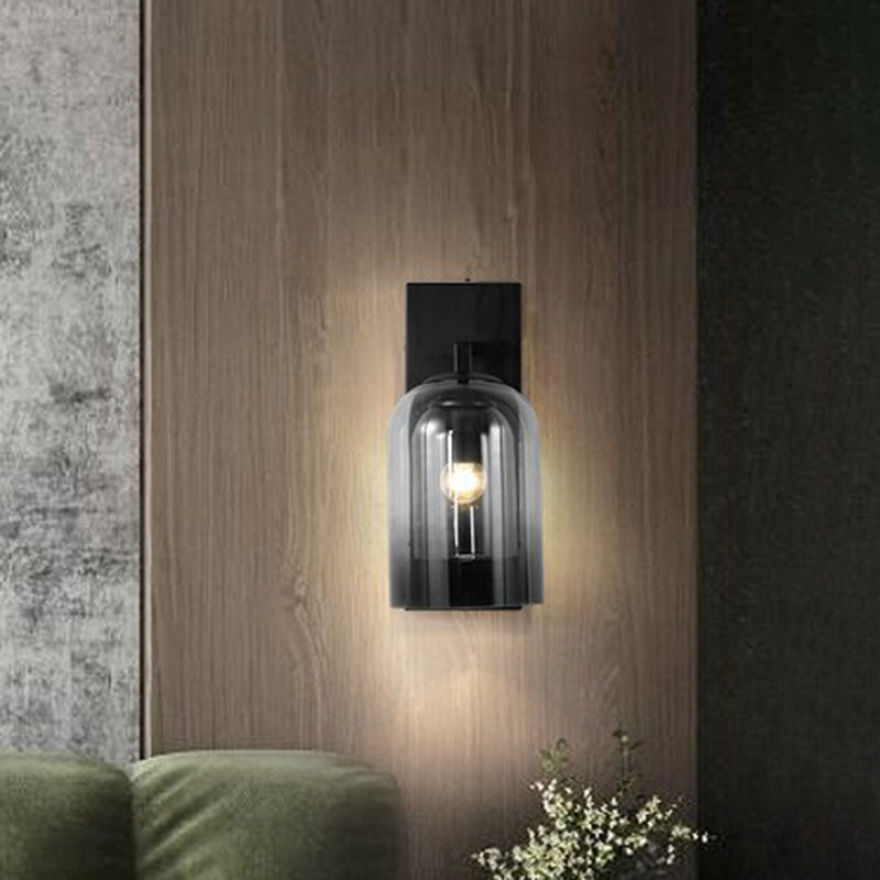 Lisslune | Nordic Bell-Shaped Wall Lamp Glass 1 Head Bedroom Wall Light Lights in Black