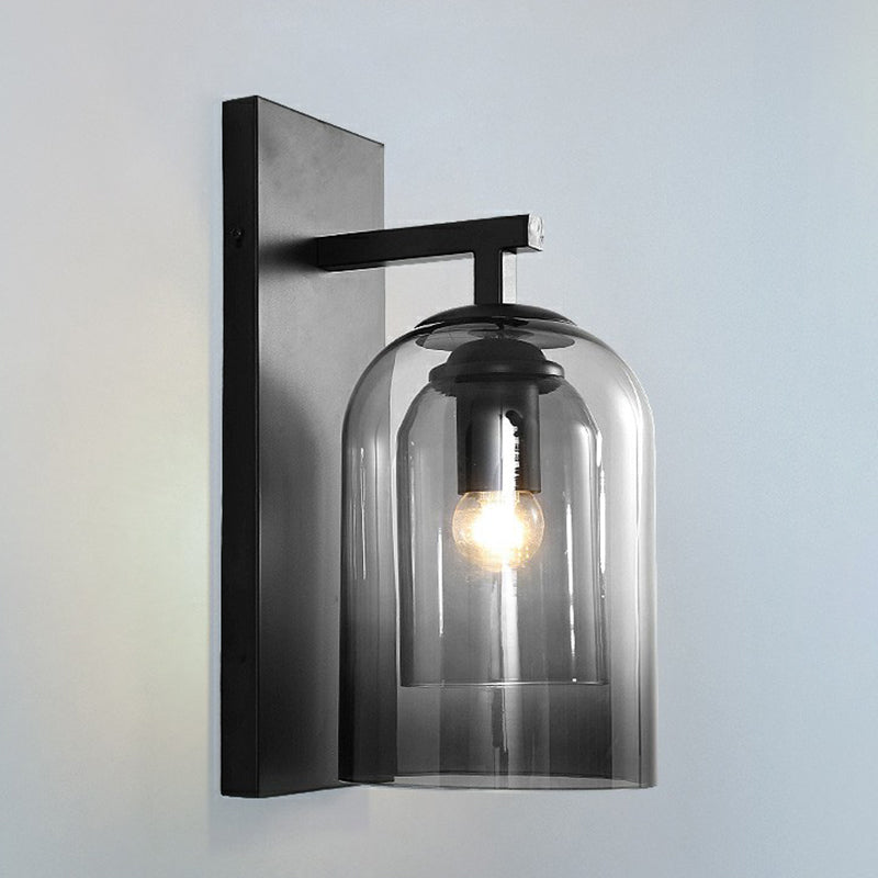 Lisslune | Nordic Bell-Shaped Wall Lamp Glass 1 Head Bedroom Wall Light Lights in Black
