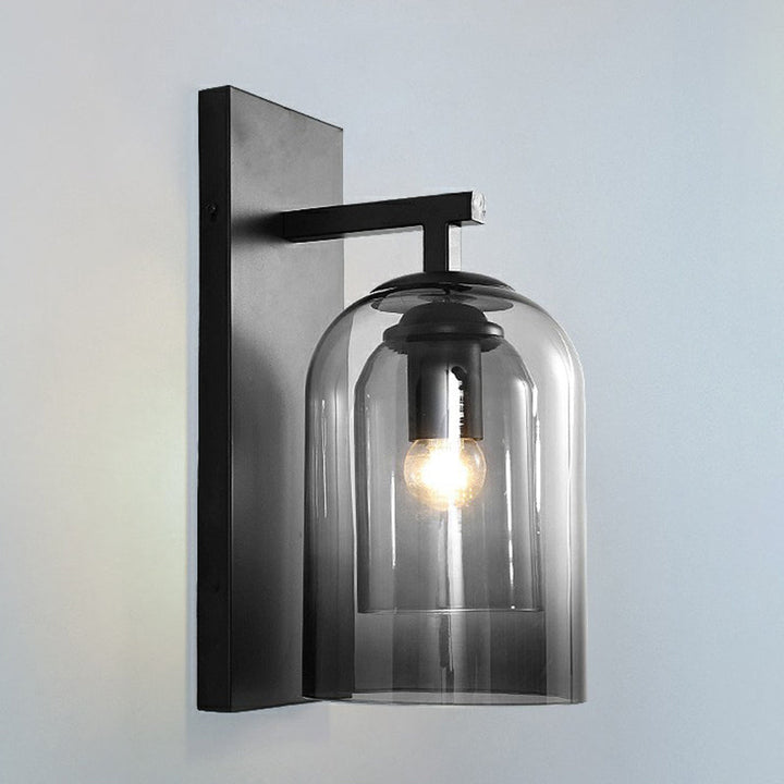 Lisslune | Nordic Bell-Shaped Wall Lamp Glass 1 Head Bedroom Wall Light Lights in Black