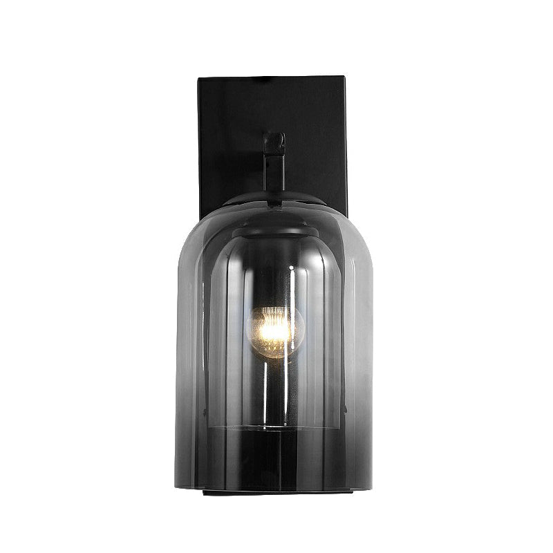 Lisslune | Nordic Bell-Shaped Wall Lamp Glass 1 Head Bedroom Wall Light Lights in Black