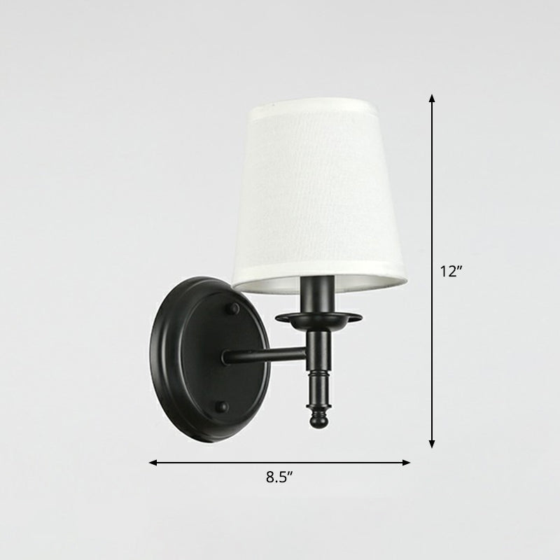 Skørter | Minimalist Cone Shade Wall Lighting Fabric 1 Head Nightstand Wall Mounted Reading Lamp