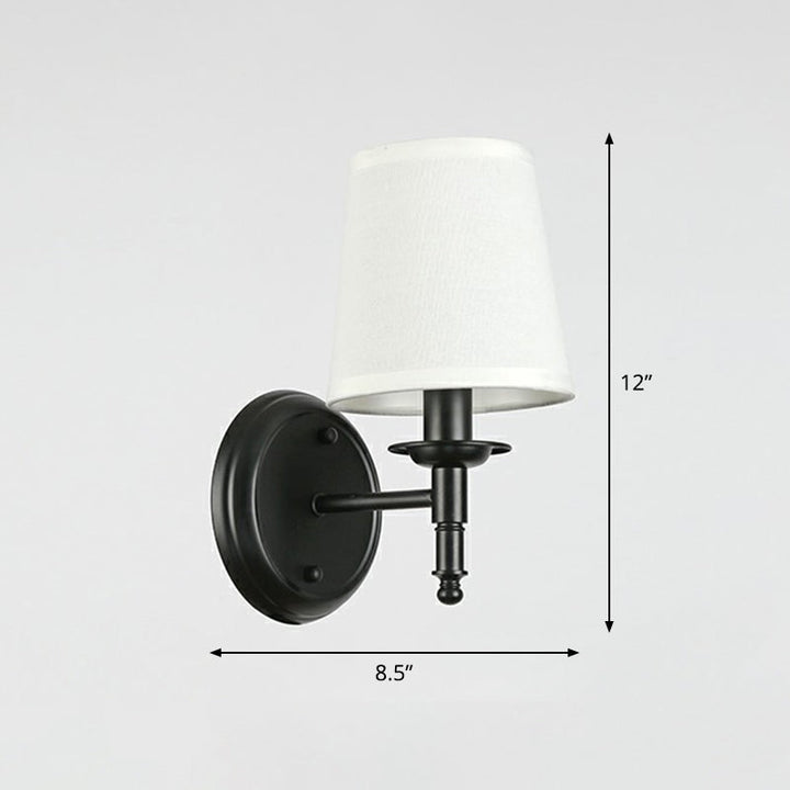 Skørter | Minimalist Cone Shade Wall Lighting Fabric 1 Head Nightstand Wall Mounted Reading Lamp