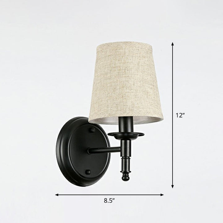 Skørter | Minimalist Cone Shade Wall Lighting Fabric 1 Head Nightstand Wall Mounted Reading Lamp
