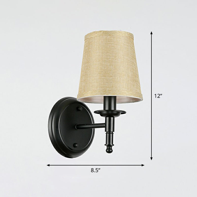 Skørter | Minimalist Cone Shade Wall Lighting Fabric 1 Head Nightstand Wall Mounted Reading Lamp