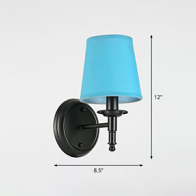 Skørter | Minimalist Cone Shade Wall Lighting Fabric 1 Head Nightstand Wall Mounted Reading Lamp
