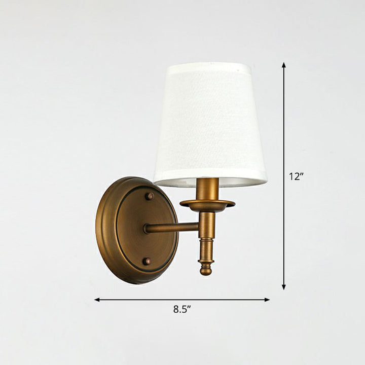 Skørter | Minimalist Cone Shade Wall Lighting Fabric 1 Head Nightstand Wall Mounted Reading Lamp