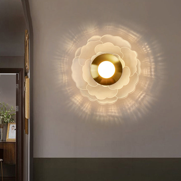 Lisslune | Clear Flower Wall Sconce Light Art Deco Acrylic LED Wall Lighting for the Living Room