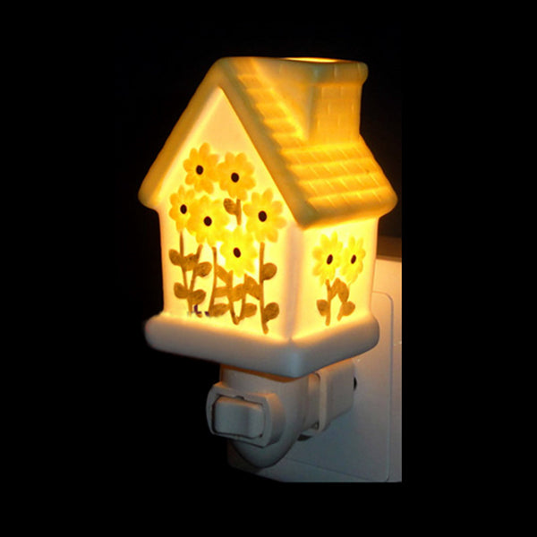 Lisslune | 1 Light House Design Wall Sconces Light Lodge Ceramics Bedroom Night Light in Pink/White/Yellow