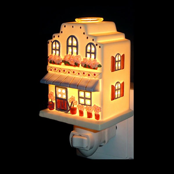 Lisslune | 1 Light House Design Wall Sconces Light Lodge Ceramics Bedroom Night Light in Pink/White/Yellow
