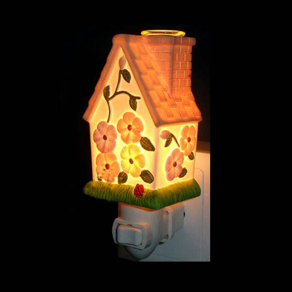 Lisslune | 1 Light House Design Wall Sconces Light Lodge Ceramics Bedroom Night Light in Pink/White/Yellow