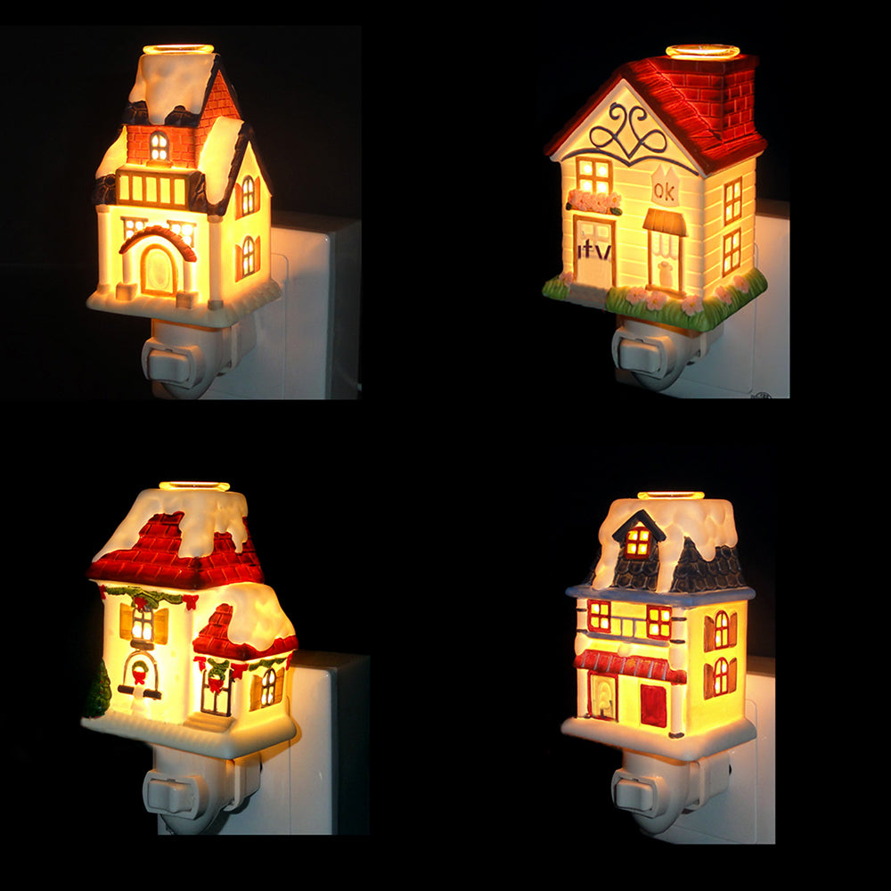 Skørter | Ceramic House Night Lamp Tiffany Loft 1 Lamp Wall Light in Red/White/Blue/Pink for Bedroom