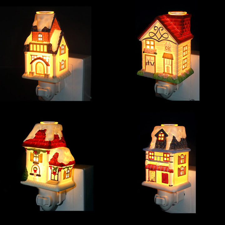 Skørter | Ceramic House Night Lamp Tiffany Loft 1 Lamp Wall Light in Red/White/Blue/Pink for Bedroom