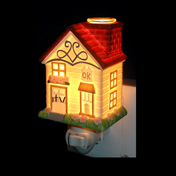 Skørter | Ceramic House Night Lamp Tiffany Loft 1 Lamp Wall Light in Red/White/Blue/Pink for Bedroom