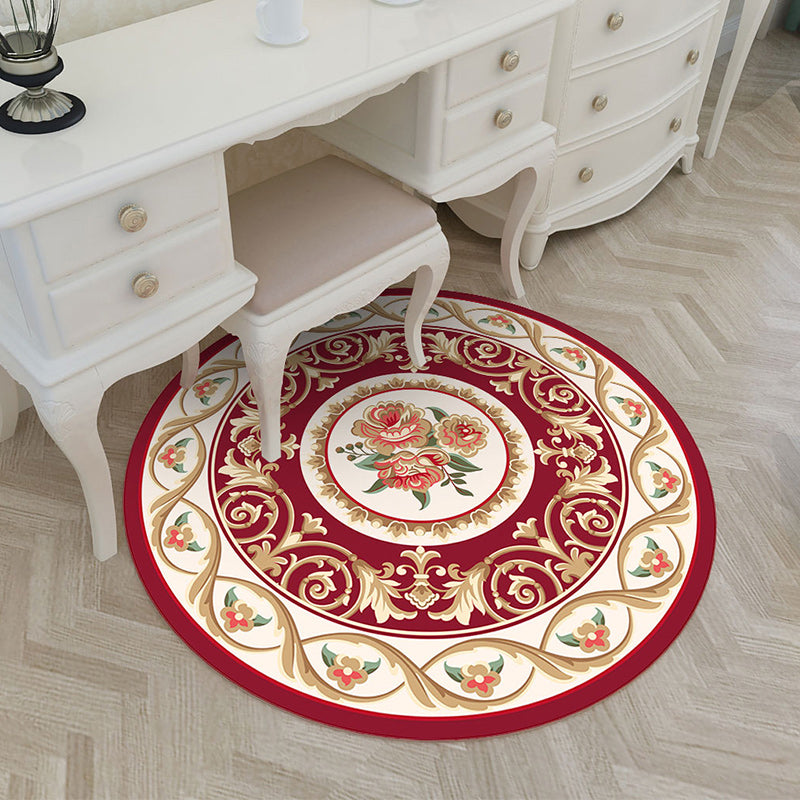 Lisslune | Shabby Chic Living Room Rug Multicolored Flower Printed Indoor Carpet Non-Slip Pet-Friendly Area Rug