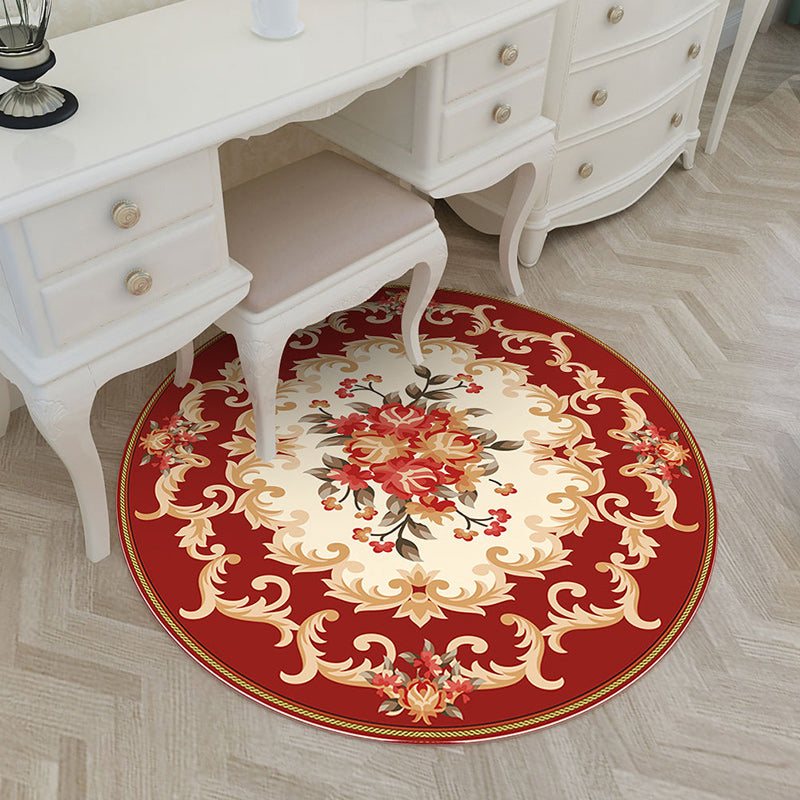 Lisslune | Shabby Chic Living Room Rug Multicolored Flower Printed Indoor Carpet Non-Slip Pet-Friendly Area Rug
