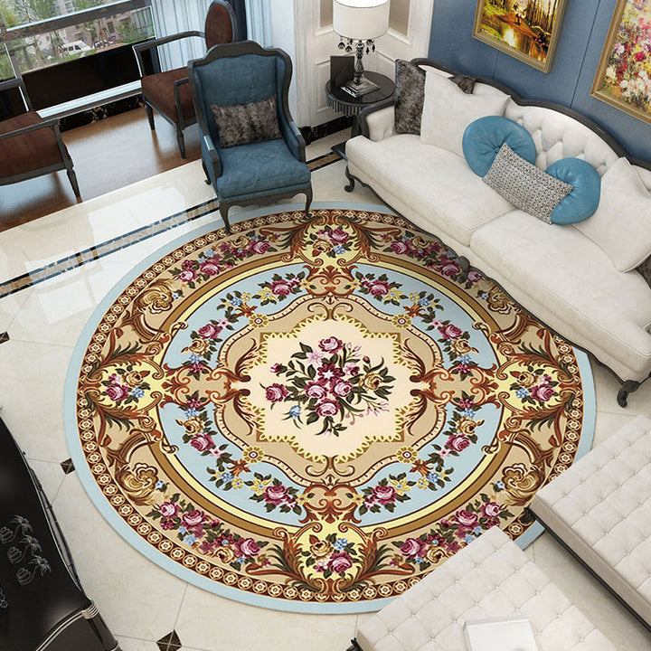 Lisslune | Shabby Chic Living Room Rug Multicolored Flower Printed Indoor Carpet Non-Slip Pet-Friendly Area Rug