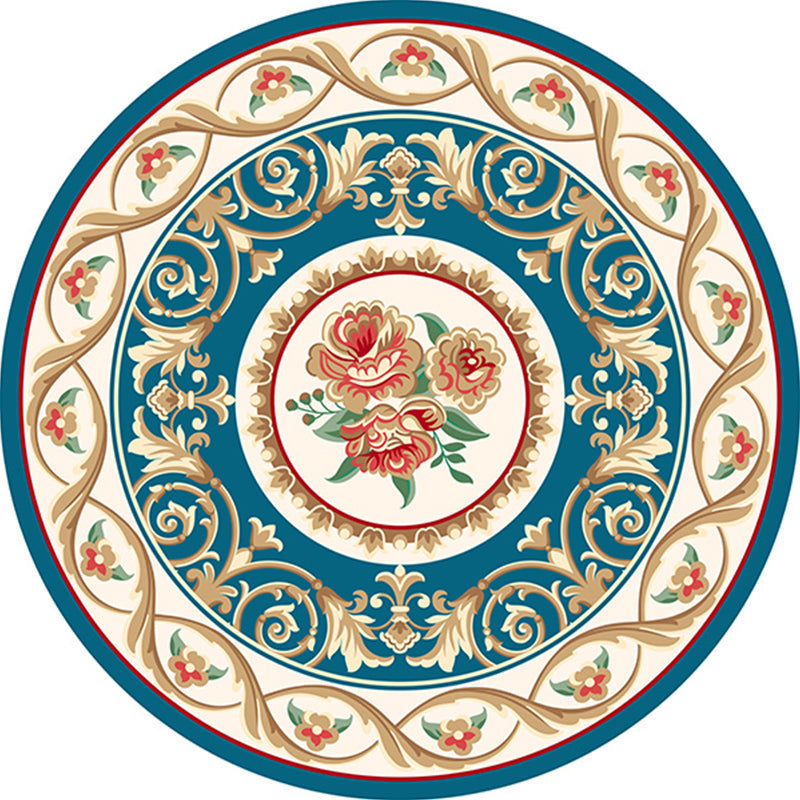 Lisslune | Shabby Chic Living Room Rug Multicolored Flower Printed Indoor Carpet Non-Slip Pet-Friendly Area Rug