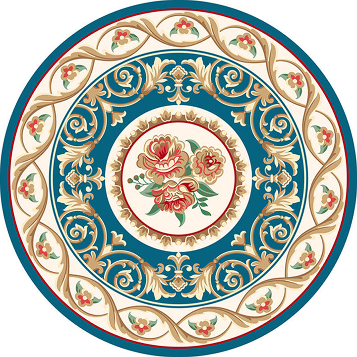 Lisslune | Shabby Chic Living Room Rug Multicolored Flower Printed Indoor Carpet Non-Slip Pet-Friendly Area Rug