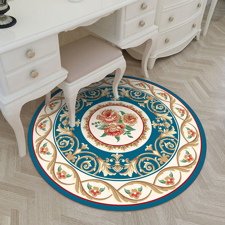 Lisslune | Shabby Chic Living Room Rug Multicolored Flower Printed Indoor Carpet Non-Slip Pet-Friendly Area Rug