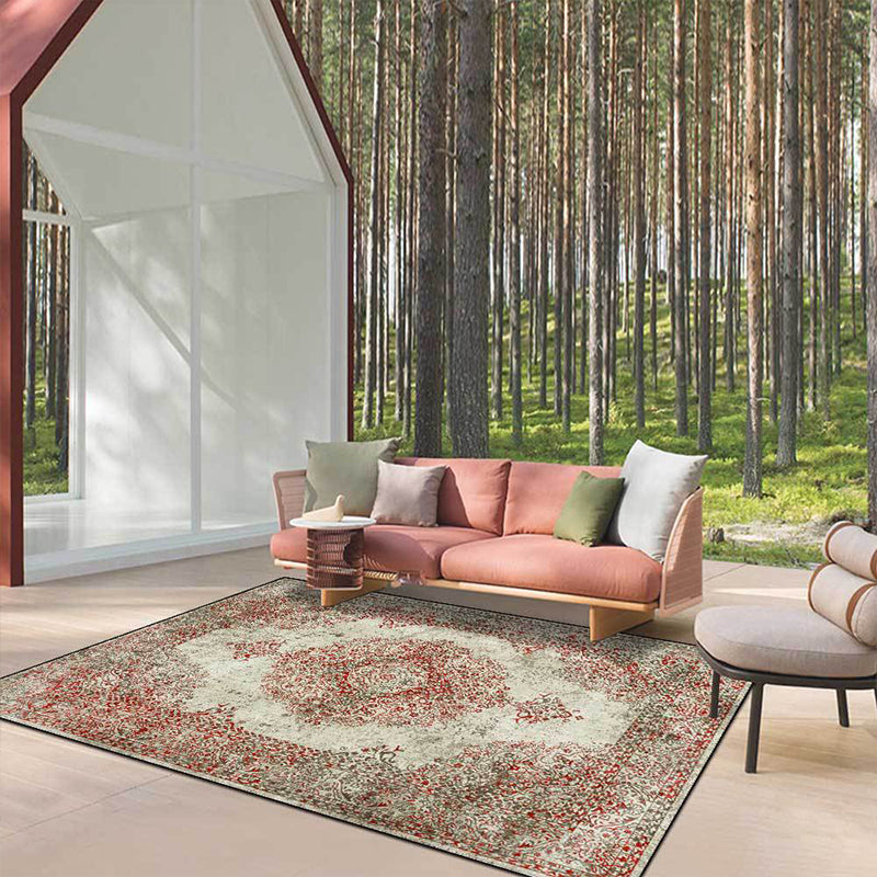 Lisslune | Shabby Chic Geometric Printed Rug Multicolored Polyester Area Rug With Non-Slip Backing Pet-Friendly Indoor Rug for The Living Room