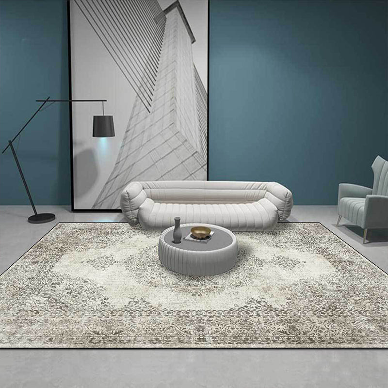 Lisslune | Shabby Chic Geometric Printed Rug Multicolored Polyester Area Rug With Non-Slip Backing Pet-Friendly Indoor Rug for The Living Room