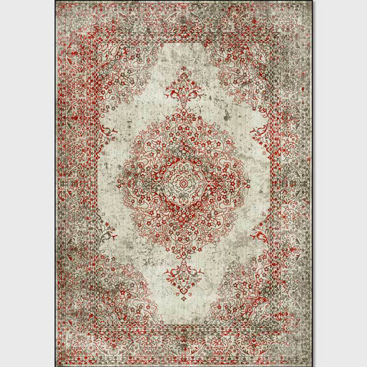 Lisslune | Shabby Chic Geometric Printed Rug Multicolored Polyester Area Rug With Non-Slip Backing Pet-Friendly Indoor Rug for The Living Room
