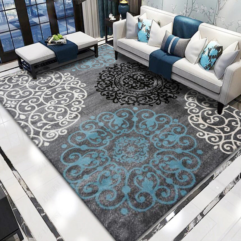 Lisslune | Retro living room rug multicolored floral pattern indoor rug polyester non-slip fringed edge rug