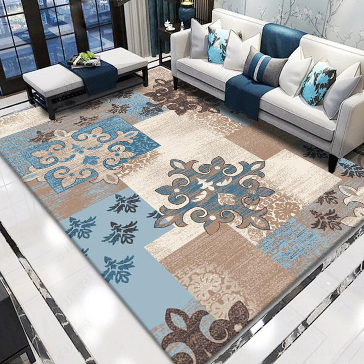 Lisslune | Retro living room rug multicolored floral pattern indoor rug polyester non-slip fringed edge rug