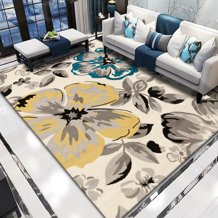 Lisslune | Retro living room rug multicolored floral pattern indoor rug polyester non-slip fringed edge rug