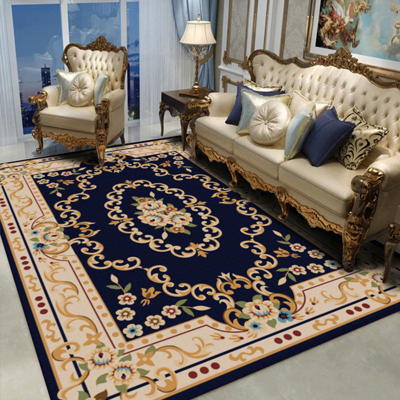 Lisslune | Shabby Chic Living Room Rug Multicolor Floral Pattern Indoor Rug Cotton Blend Non-Slip Back Pet-Friendly Area Rug