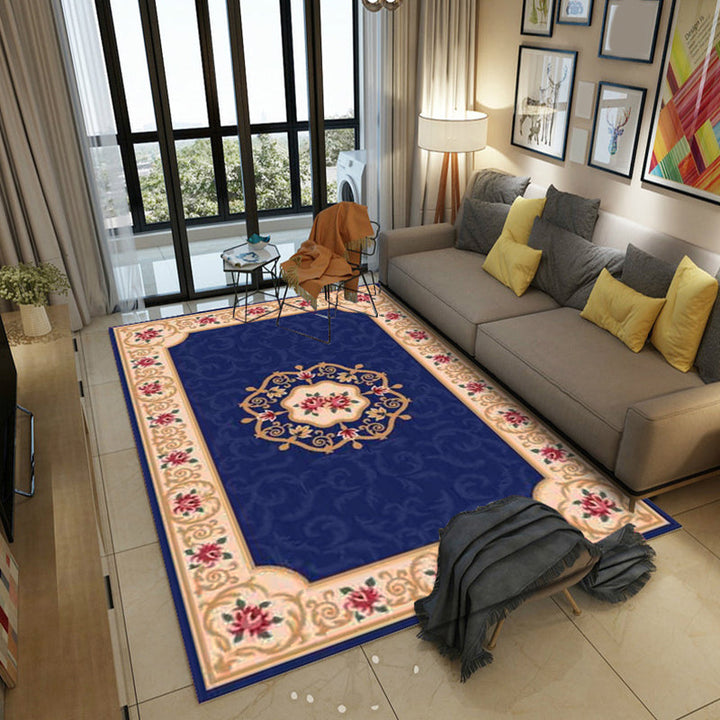 Lisslune | Shabby Chic Living Room Rug Multicolor Floral Pattern Indoor Rug Cotton Blend Non-Slip Back Pet-Friendly Area Rug