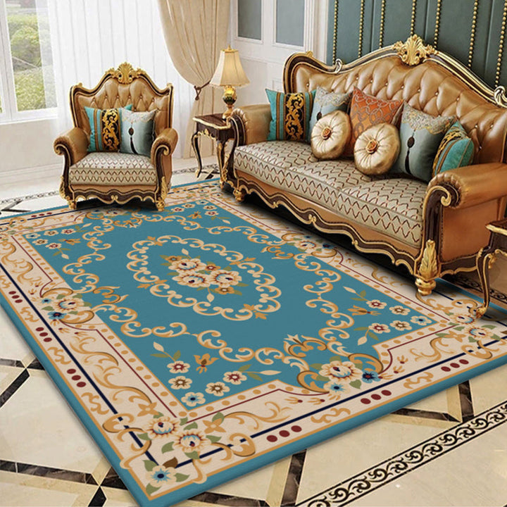 Lisslune | Shabby Chic Living Room Rug Multicolor Floral Pattern Indoor Rug Cotton Blend Non-Slip Back Pet-Friendly Area Rug