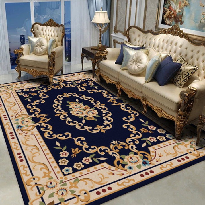 Lisslune | Shabby Chic Living Room Rug Multicolor Floral Pattern Indoor Rug Cotton Blend Non-Slip Back Pet-Friendly Area Rug
