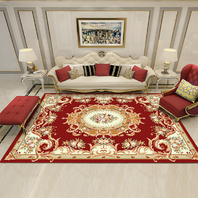 Lisslune | Shabby Chic Living Room Rug Multicolor Floral Pattern Indoor Rug Cotton Blend Non-Slip Back Pet-Friendly Area Rug