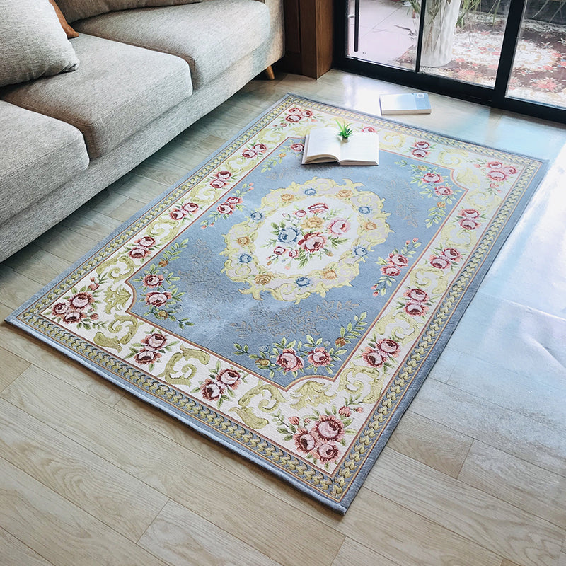 Lisslune | Antique Living Room Rug Multicolor Flower Printed Area Rug Polyester Non-Slip Back Easy Care Indoor Rug
