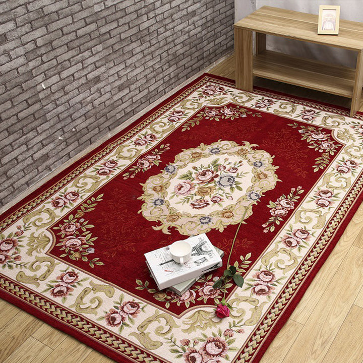 Lisslune | Antique Living Room Rug Multicolor Flower Printed Area Rug Polyester Non-Slip Back Easy Care Indoor Rug