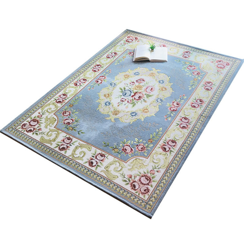 Lisslune | Antique Living Room Rug Multicolor Flower Printed Area Rug Polyester Non-Slip Back Easy Care Indoor Rug