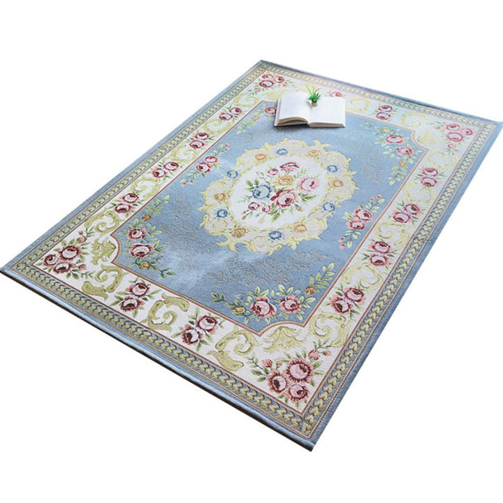 Lisslune | Antique Living Room Rug Multicolor Flower Printed Area Rug Polyester Non-Slip Back Easy Care Indoor Rug