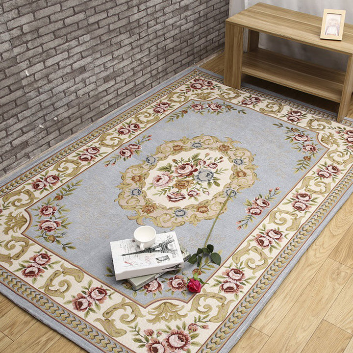 Lisslune | Antique Living Room Rug Multicolor Flower Printed Area Rug Polyester Non-Slip Back Easy Care Indoor Rug