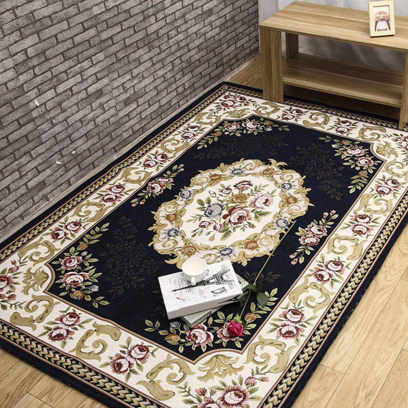 Lisslune | Antique Living Room Rug Multicolor Flower Printed Area Rug Polyester Non-Slip Back Easy Care Indoor Rug