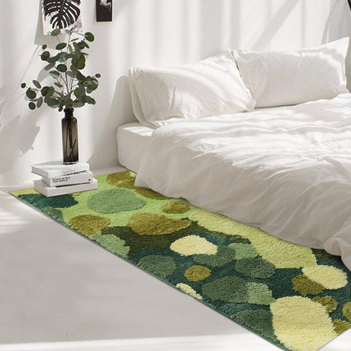 Lisslune | Green Funky Carpet Polypropylene Plant Pattern Indoor Carpet Non-Slip Back Stain Resistant Area Rug for Bedroom