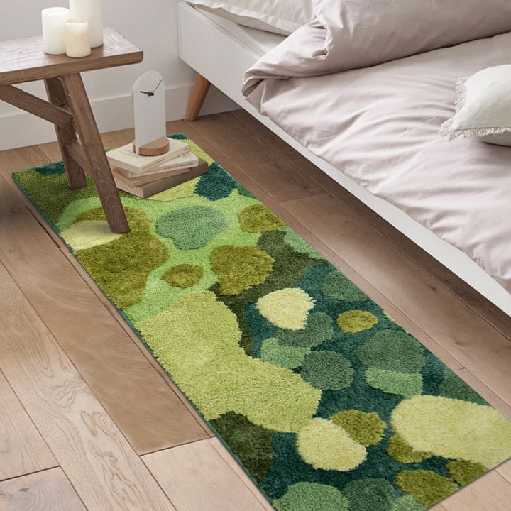 Lisslune | Green Funky Carpet Polypropylene Plant Pattern Indoor Carpet Non-Slip Back Stain Resistant Area Rug for Bedroom