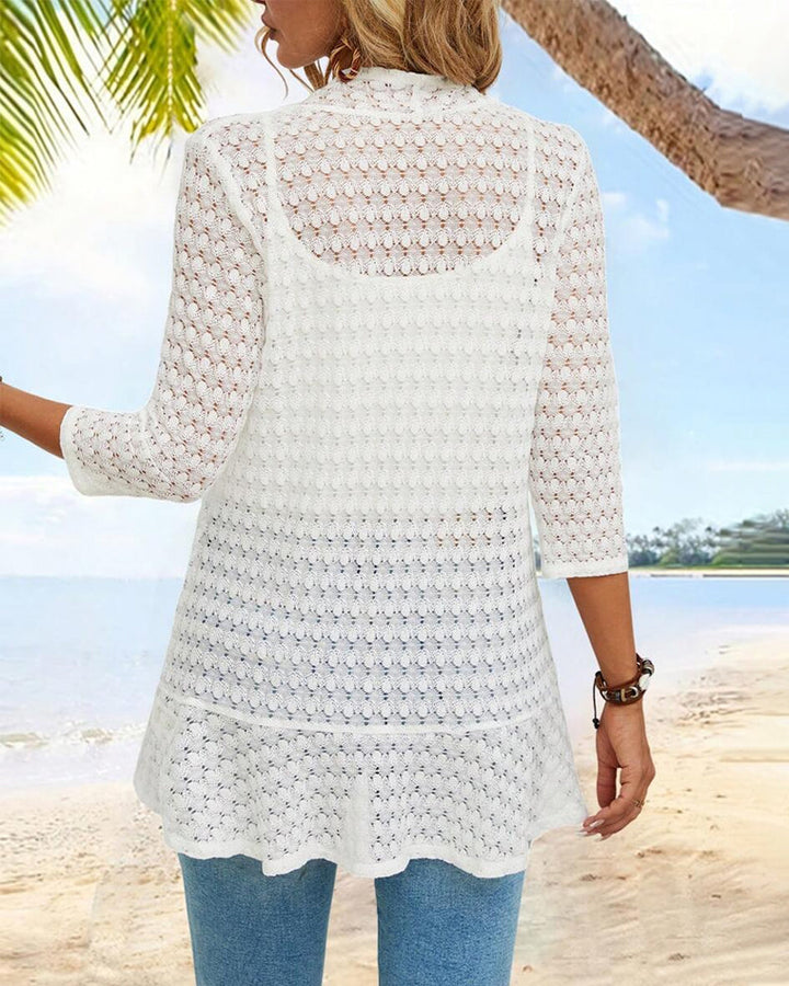 Lisslune | Elegant Solid Color Lace Cardigan