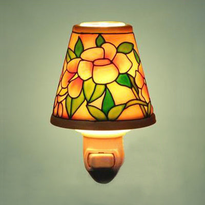 Lisslune | Ceramic Flower/Rose Night Lamp with Tapse Shade 1 Light Lodge Wall Lighting for Bed