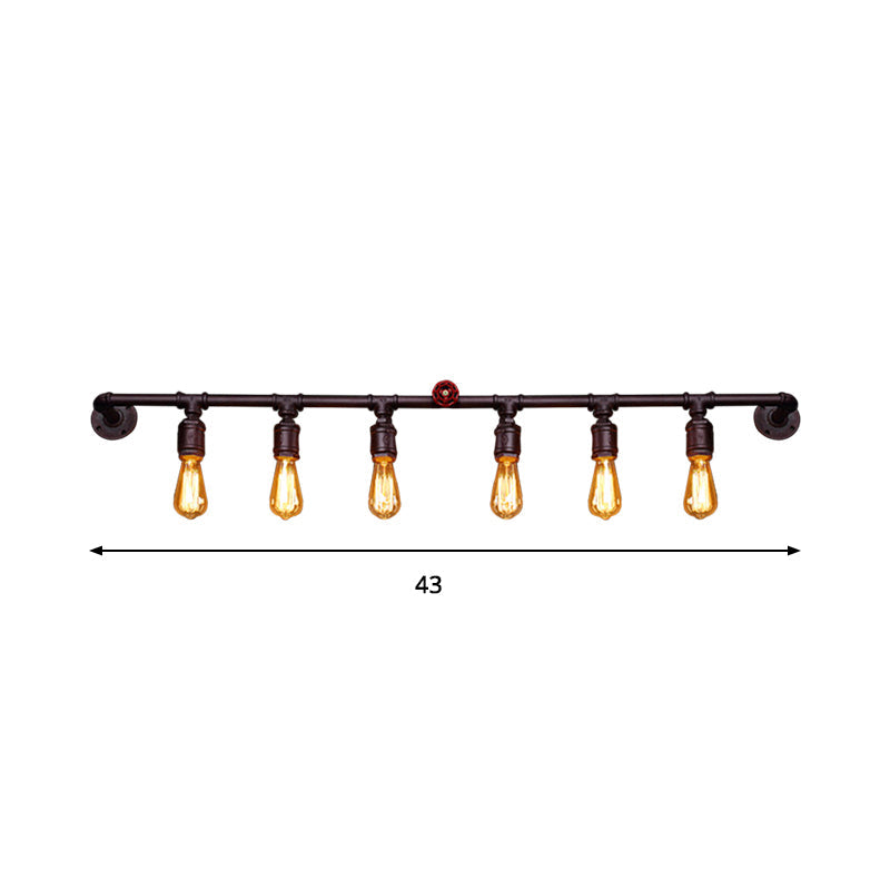 Skørter | Iron Black Wall Lamp Straight Pipes 2/4/6 Bulbs Industrial Wall Lamp for Living Room